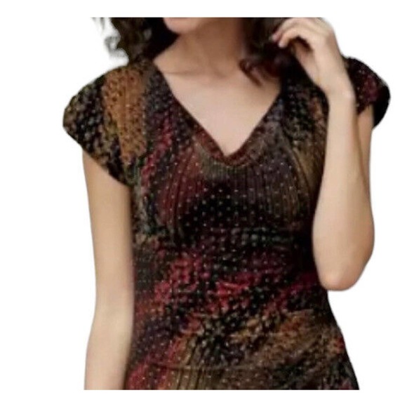 Monroe & Main Bead Draped Cowl Sheath Mixed Print Office Casual Date Night Dress - Picture 2 of 12